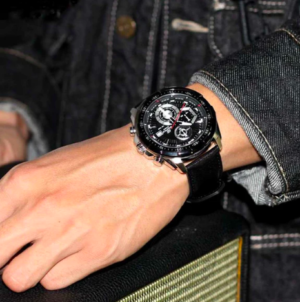 Casio Edifice Chronograph Black Men's Watch Leather 539l 1av