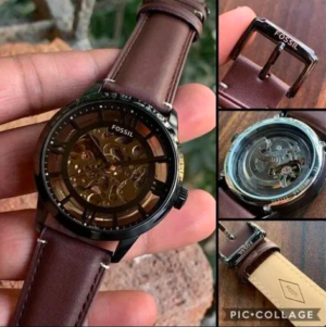 Fossil Townsman Automatic In Black & Transparent Case With Dark Brown Color Strap Watch For Men's Watch ME-3098 Formal Casual Metal Watch For Man
