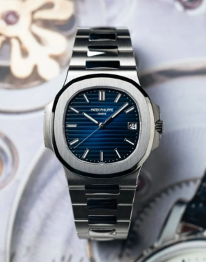 Patek Philippe Nautilus Watch Blue Dial Silver Color Strap Quartz Movement Dated Watch PK-5711R-001-BLUE
