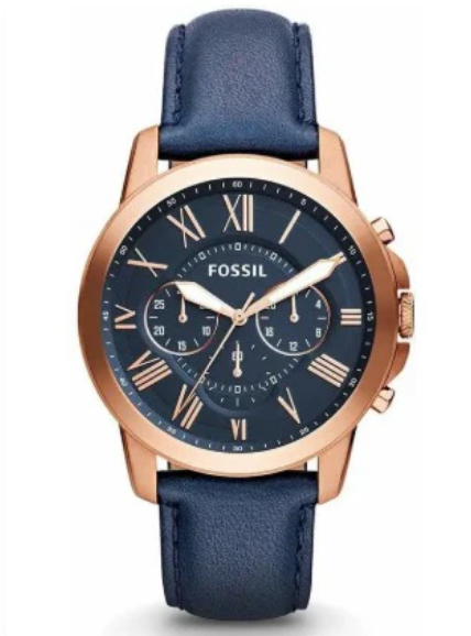 Fossil Chronograph Blue Dial Leather Men's Watch For Man - Fs4835 (Best Gift For Man)