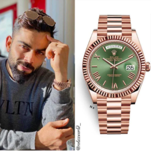 Rosegold Watch Oyster Perpetual Day-Date Green Dial Metal Watch for Men