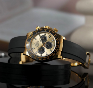 Cosmograph Yellow Gold Color Dial Ring Bezel Daytona Chronograph Quartz Chronometer Men's Watch