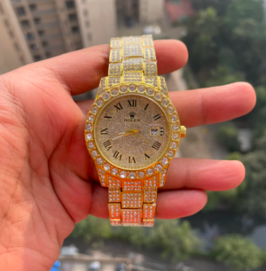Rolex Analog Diamond Set Gold Watch Royal Stainless Steel RLX-8082