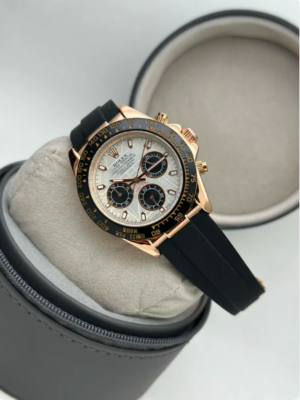 RLX Cosmograph RoseGold Color Oysterflex Meteorite Dial Ring Bezel Daytona Chronograph Quartz Chronometer Men's Watch - RLX-1167