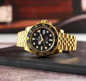 Rolex GMT-Master II Oyster Perpetual Bidirectional Rotatable Bezel Gold Dial and a Jubilee bracelet Men's Watch RLX-GMT-5013
