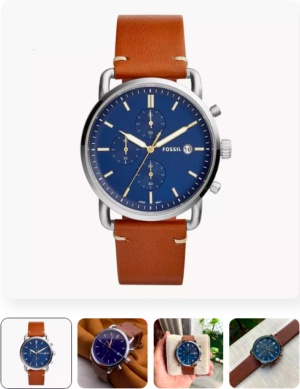 Fossil Chronograph Blue Dial with Leather Strap Watch for Men FS-5401