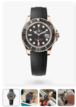 Yacht-Master Rosegold Analog Black Dial Ceramic Bezel Oyster-flex Silicon Bracelet Men's Watch For Man Rlx-M268655-0004